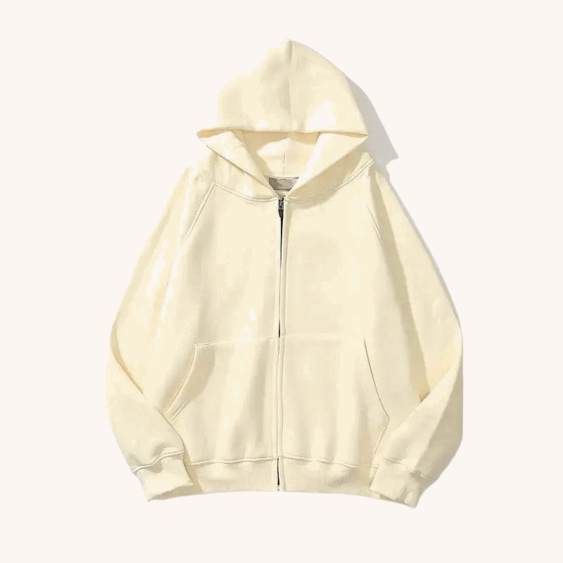 Plain Zip-Up Hoodie