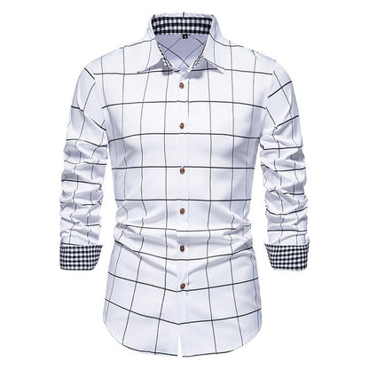 Plaid Patchwork Formal Shirts