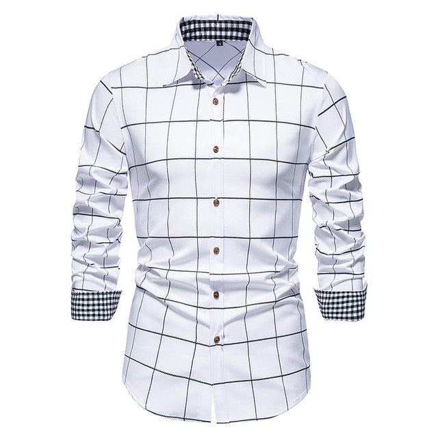 Plaid Patchwork Formal Shirts