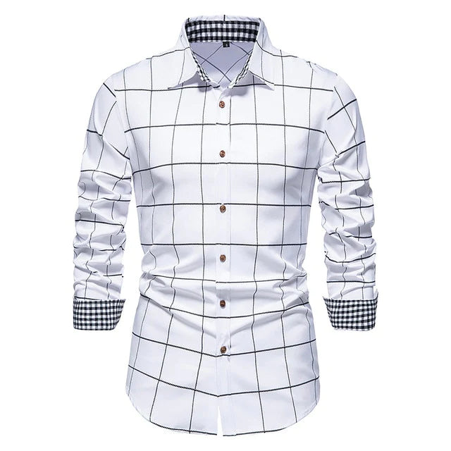 Plaid Patchwork Formal Shirts