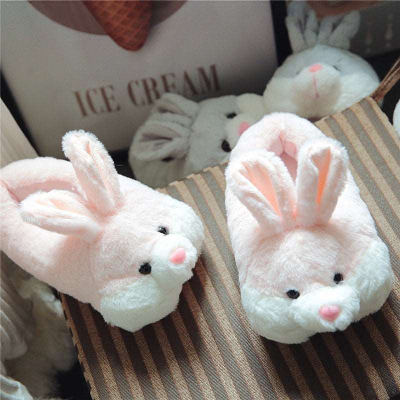 Female Winter Warm Rabbit Home Couple Slippers