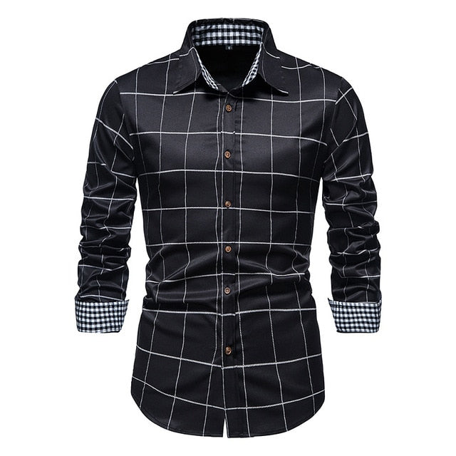 Plaid Patchwork Formal Shirts