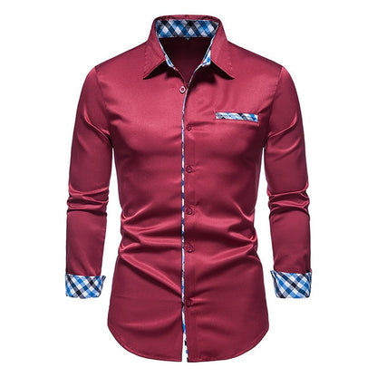 Plaid Patchwork Formal Shirts