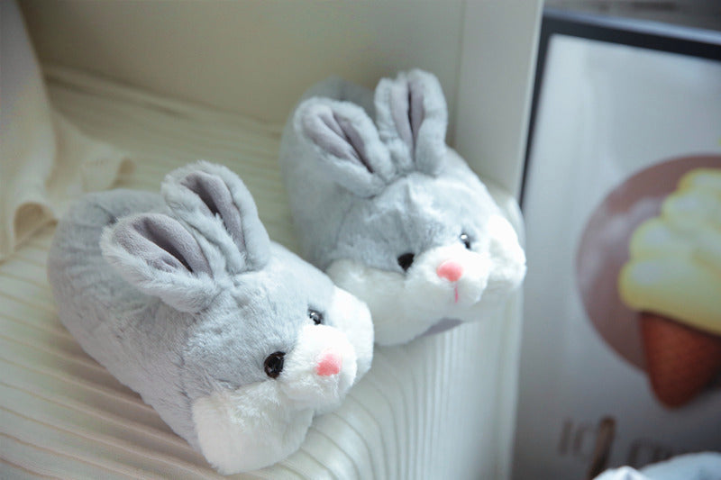 Female Winter Warm Rabbit Home Couple Slippers