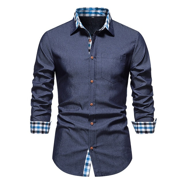 Plaid Patchwork Formal Shirts