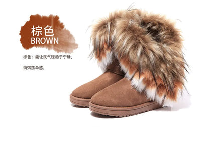 Women's Fox Fur Snow Boots