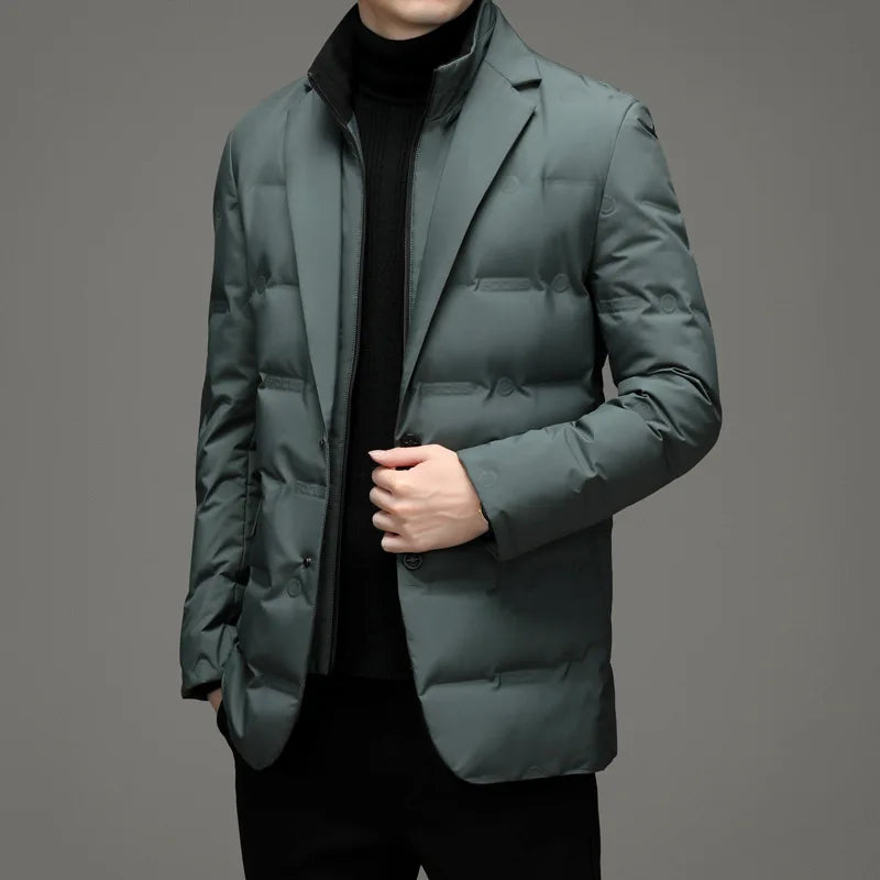 Blazer cálido de dos piezas falso de invierno para hombre